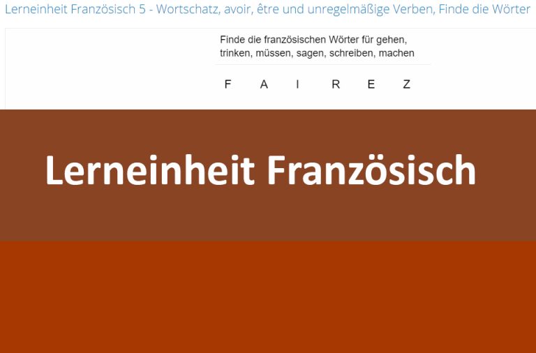 Vorschaubild für Wortschatz, avoir, être und unregelmäßige Verben